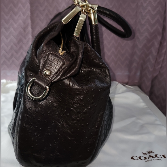 Coach Black/ Brown Espresso Textured Leather Satchel with Gold Hardware - Picture 11 of 14